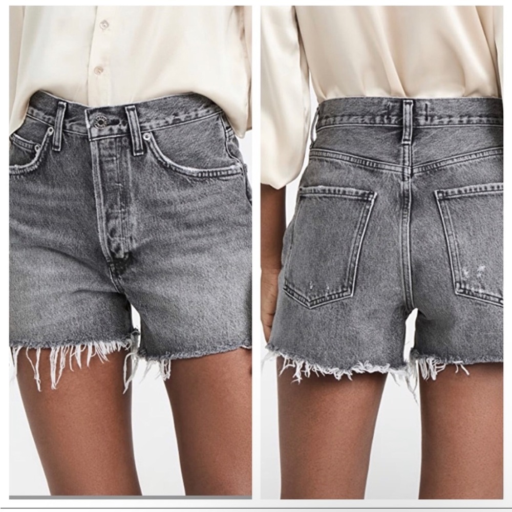 AGOLDE Dee Vintage High Rise Denim Shorts Gray Charcoal Size 27 Boho Festival